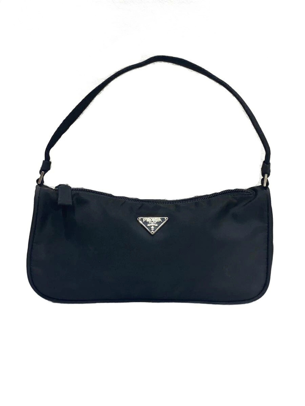 Prada black Tessuto shoulder bag enameled triangle logo